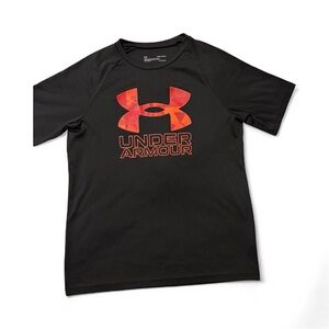 Under Armour Black Tee with Fiery Red Emblem